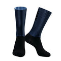 Athletic cycling and running socks in chemical fibre blend fabric, shown in orange, black, purple, white, grey or dark blue.