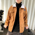 Men's loose fit corduroy workwear jacket in khaki with stick pockets