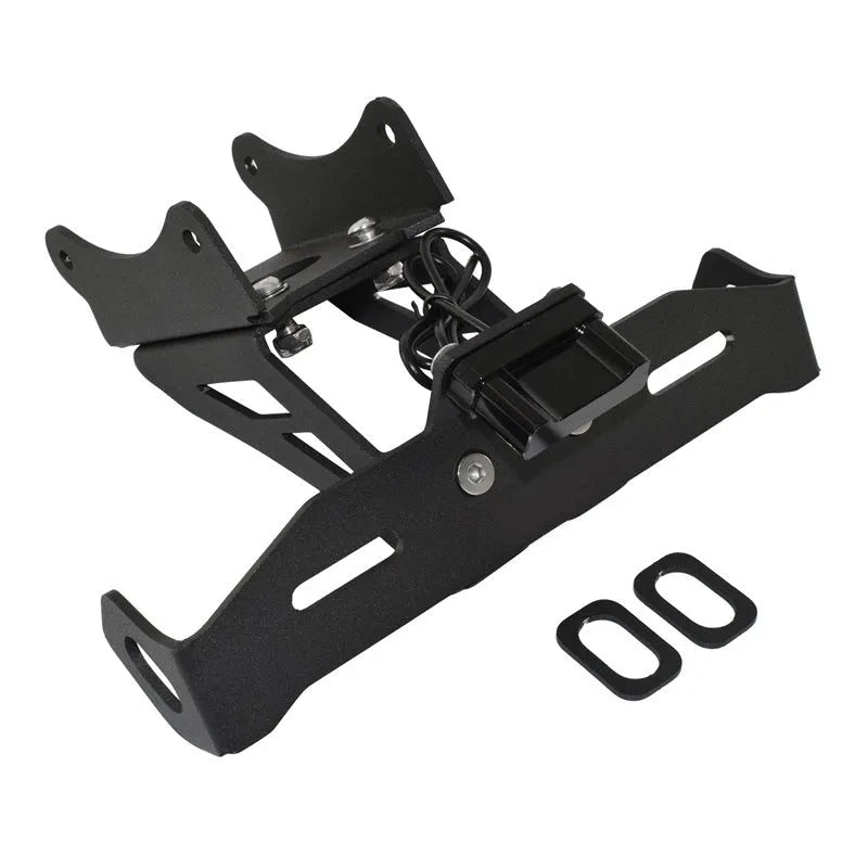Black aluminium rear licence plate bracket for a Honda motorcycle.