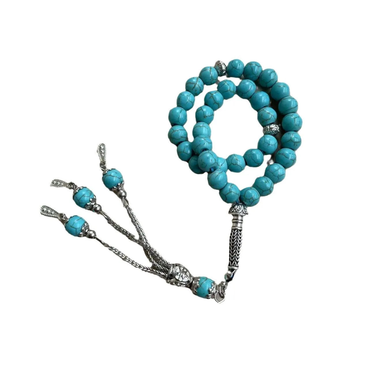 Sky blue stone Muslim prayer bracelet with 8mm beads for daily dhikr.