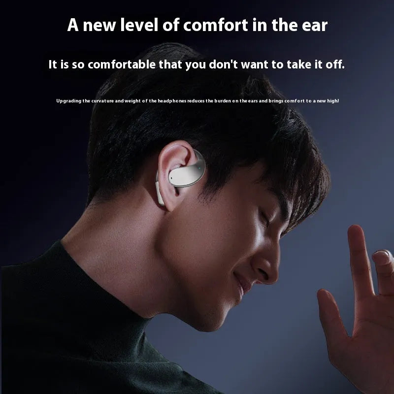 Sports hanging ear Bluetooth earphones in black or beige with digital display screen