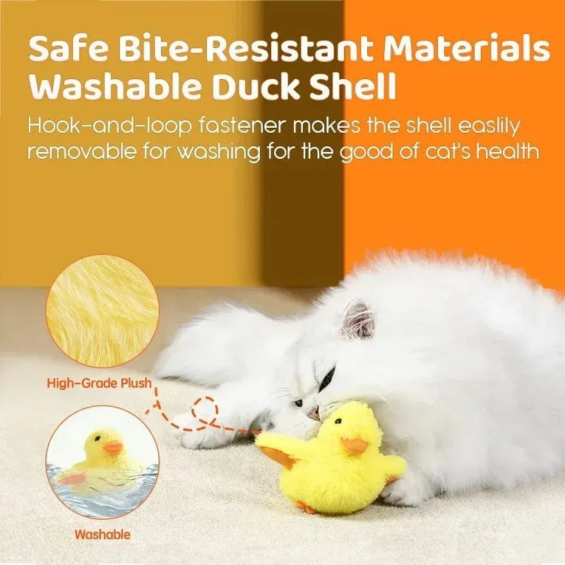 Yellow interactive plush cat toy shaped like a chick with vibration sensor