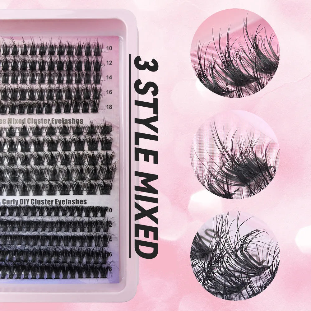 Box containing five styles of mixed false eyelashes for creative messy looks