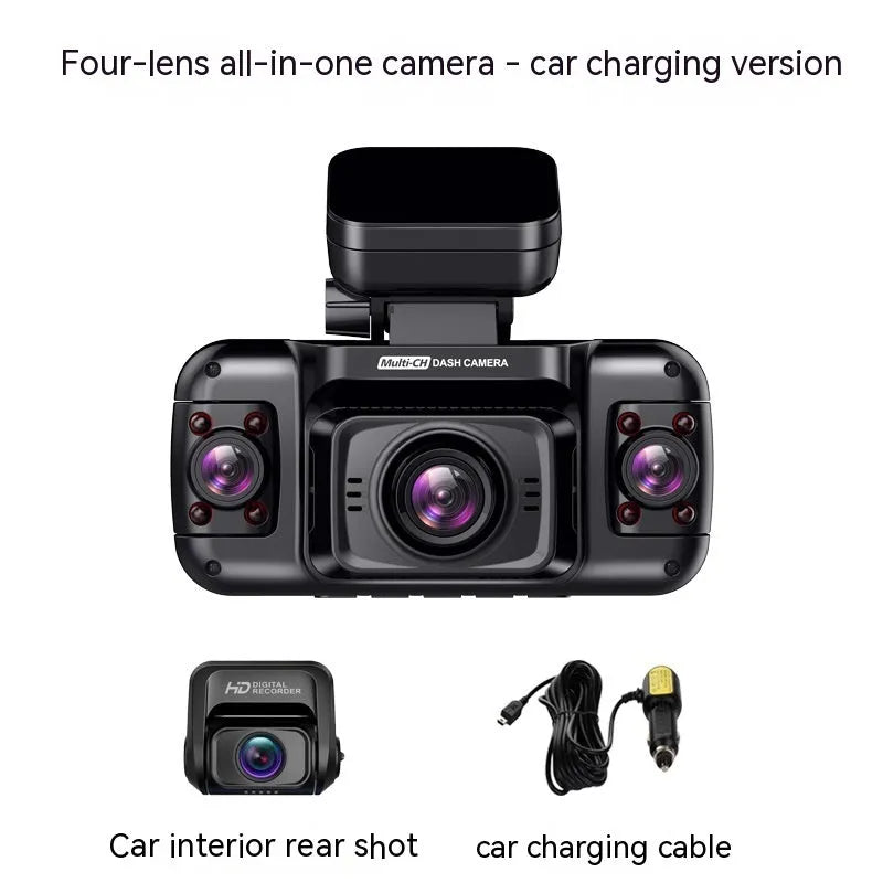 Car dashboard camera with multiple lens options and 2-inch screen