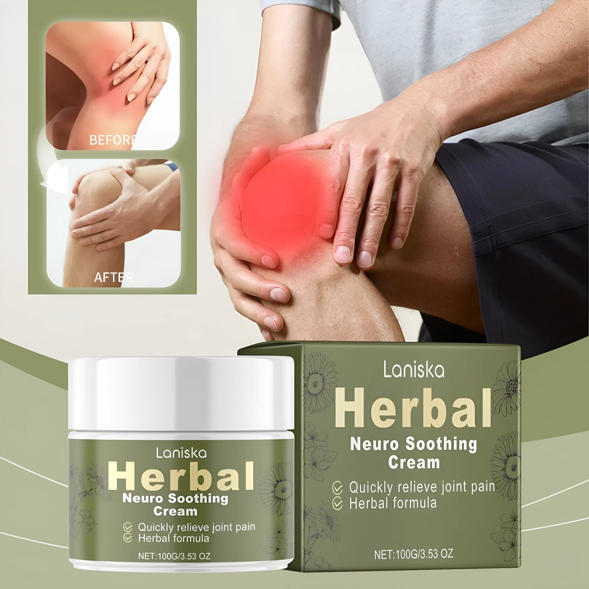 100g jar of external body care cream with arnica, pepper and mugwort root ingredients