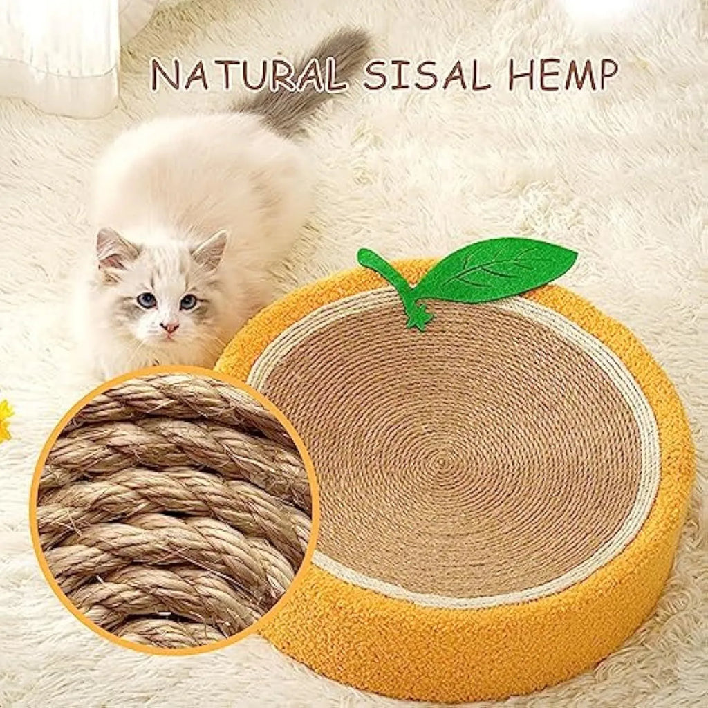 Round yellow sisal cat scratching board and bed for small breeds
