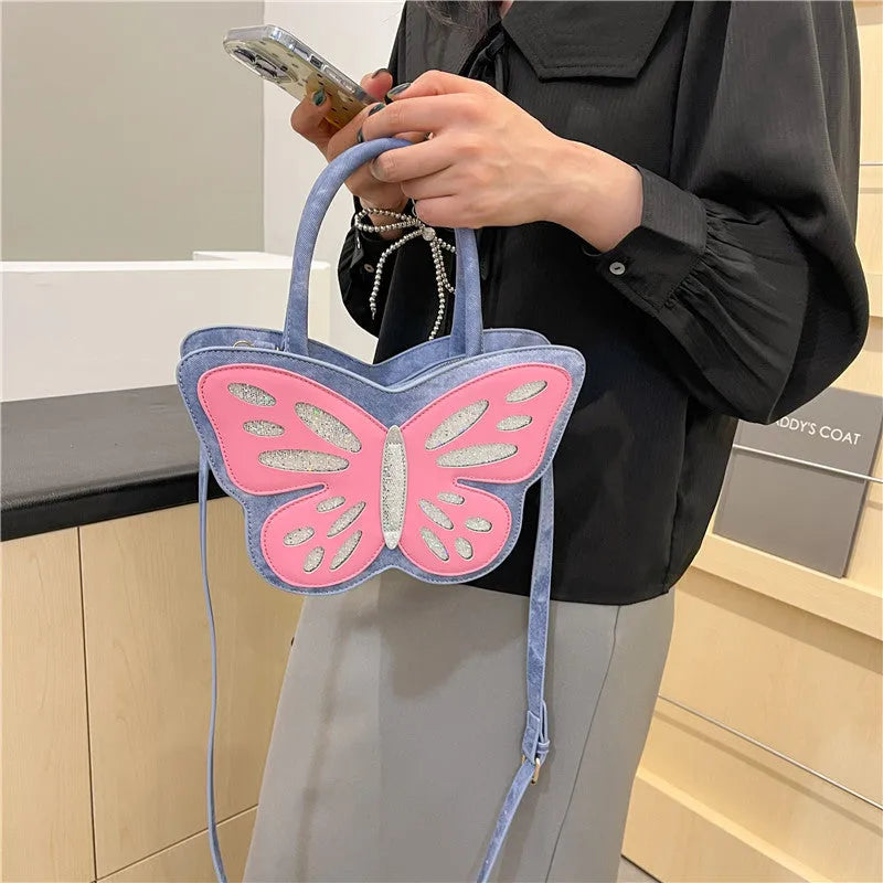 Square ladies crossbody bag with contrast colour detailing in PU leather material