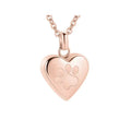 Openable heart-shaped titanium steel casket necklace with paw print design in silver finish