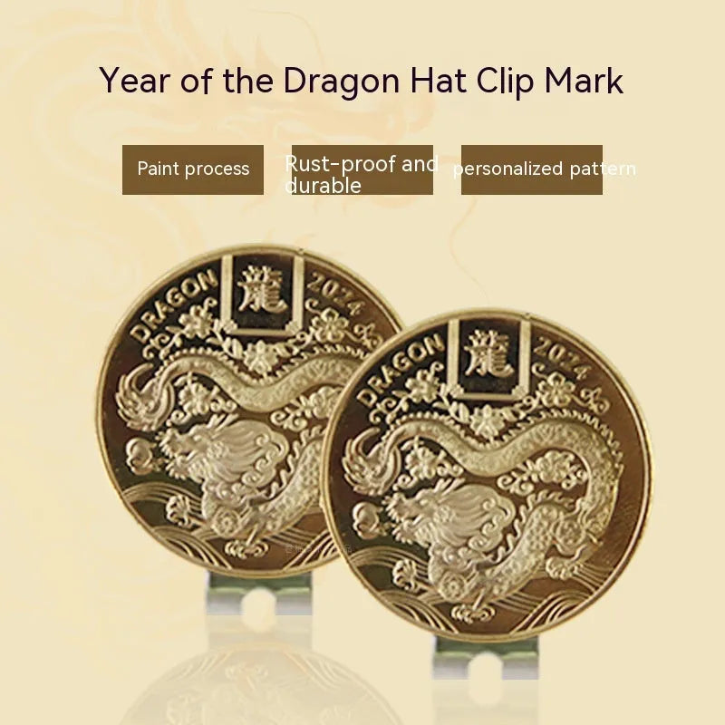 Zinc alloy hat clip showing Dragon Year, ace lick ball, IDID, and black hair blowing machine personalised pattern options.
