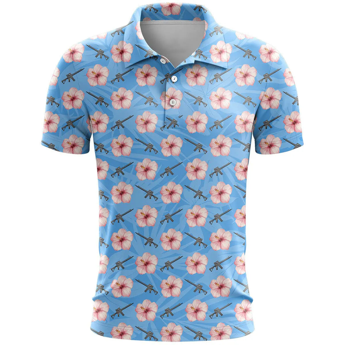 Man wearing a loose 3D printed sports t-shirt in bird eye cloth fabric, showing short sleeves and a colour matching pattern.