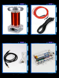 Tesla coil driver board with controller and cables for music-synchronised electrical arc generation