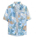 Hawaiian men's shirt with 3D printed pattern, short sleeves and regular fit cardigan style