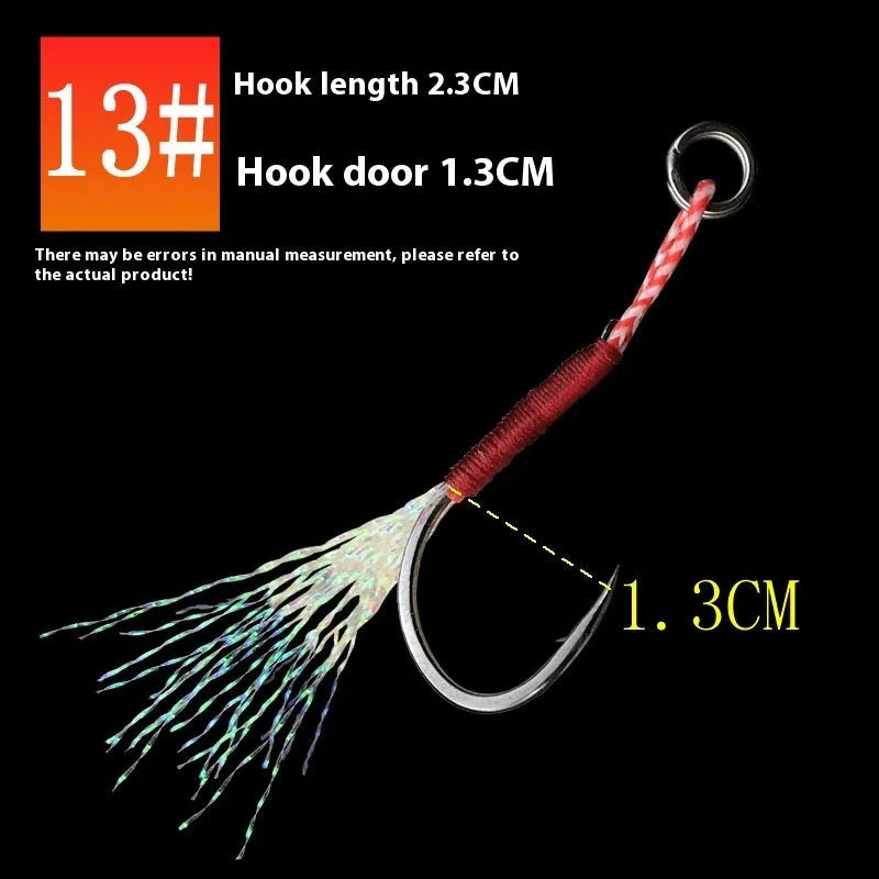 Bright wire iron plate single fishing hook in sizes No. 9 to No. 14 for sea fishing.