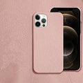 Genuine leather protective case for iPhone in simple half-break style on a table.
