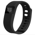 Ordinary bracelet pedometer in black, blue, green, orange, or yellow colours showing 20mm width