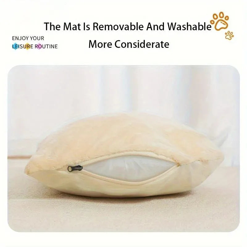 Semi-enclosed cat bed with cat ear design, thickened warm pet nest in brown, green, or yellow, sizes L M S