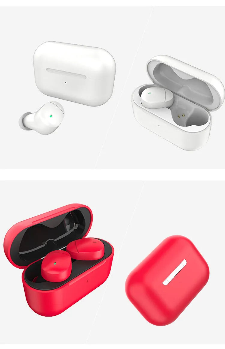 Flame red Qualcomm Bluetooth 5.2 wireless earbuds with charging cable