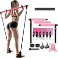 Yoga gymnastic bar with 180-pound resistance band in black or pink TPE material