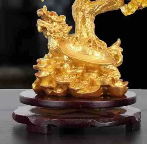 Citrine coloured resin Chinese style ornament of a small water turtle with a money tree.