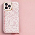 Camellia leather pattern phone case for iPhone 11-15, showing decorative design and protective shell.