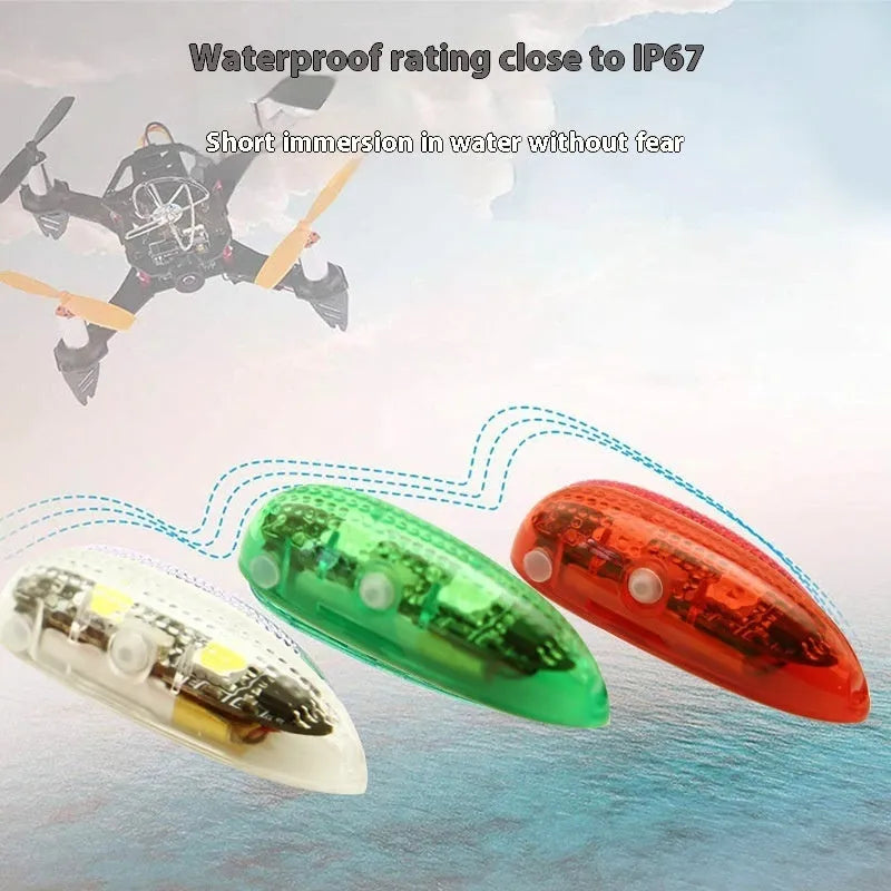V3 wireless charging waterproof navigation light for model cars and ships, shown in green and red.