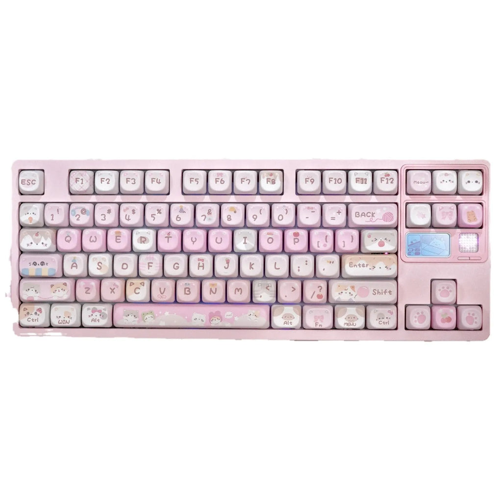 Pink cartoon design MOA profile plastic key cap for mechanical keyboards.