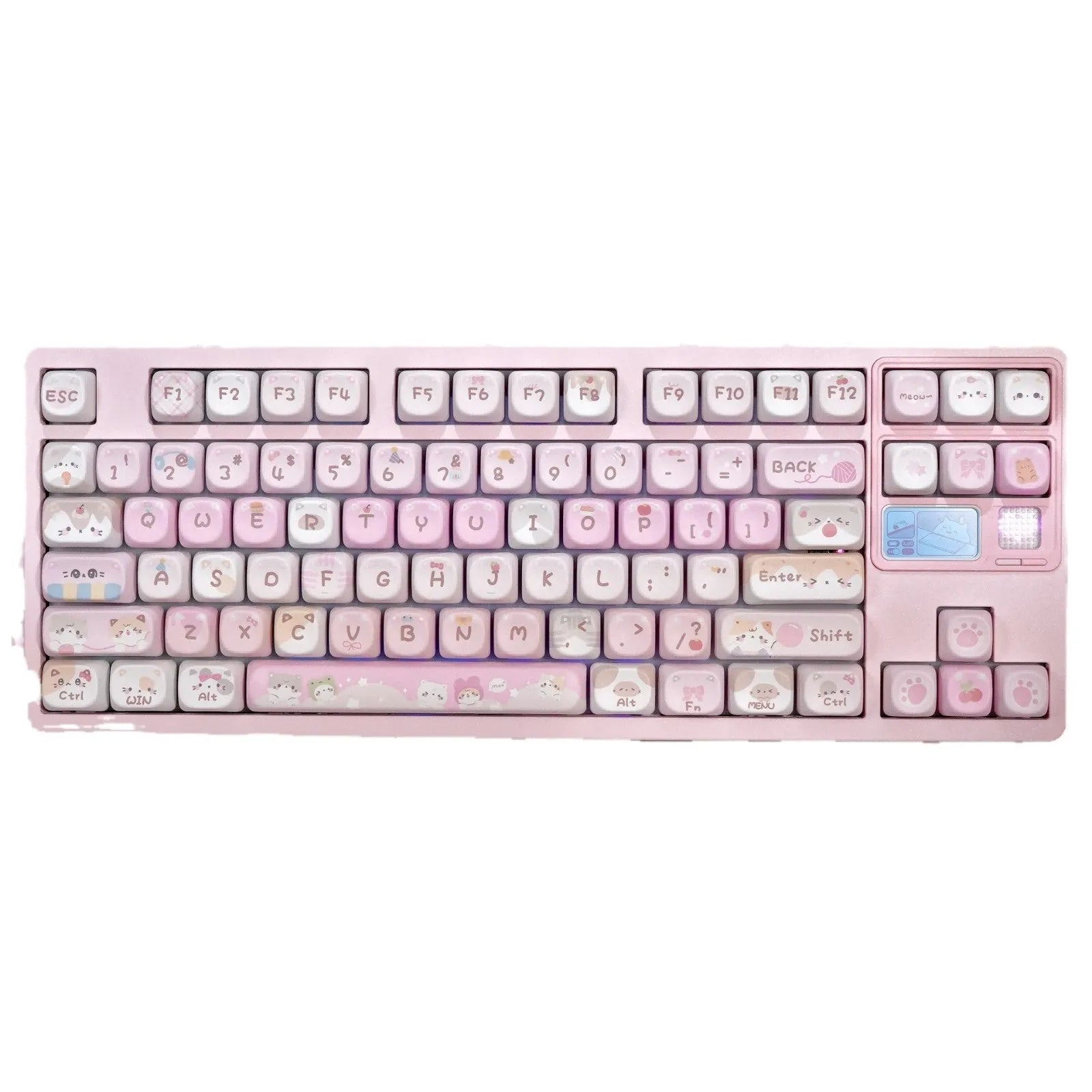 Pink cartoon design MOA profile plastic key cap for mechanical keyboards.