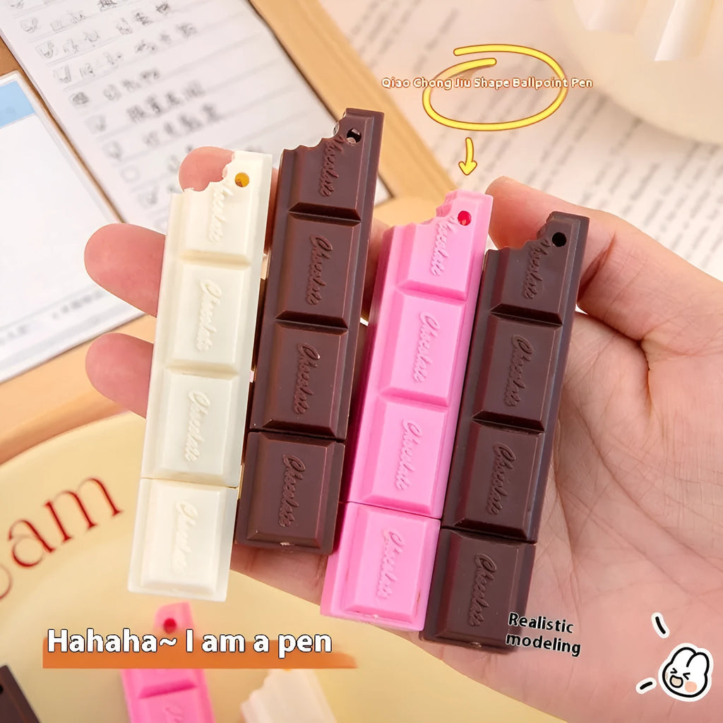 Chocolate cartoon ballpoint pen with 0.5mm bullet tip showing pink beige brown colour options