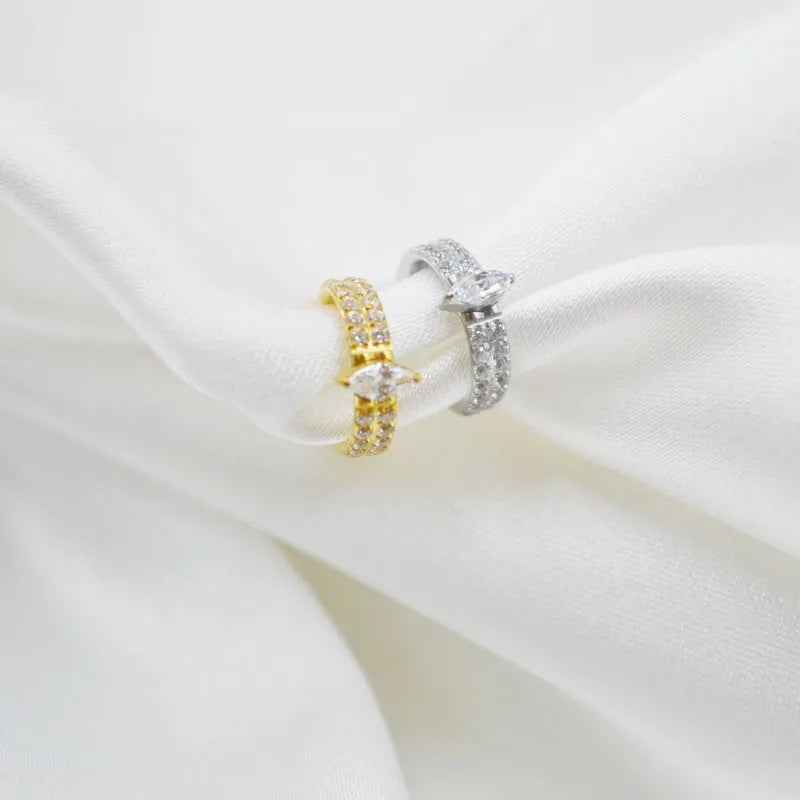 316L titanium steel heart-shaped earrings with zircon stones in 1.2x8mm size