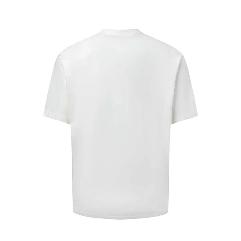 Men's American retro-style letter printed t-shirt in loose fit blue or white cotton blend fabric