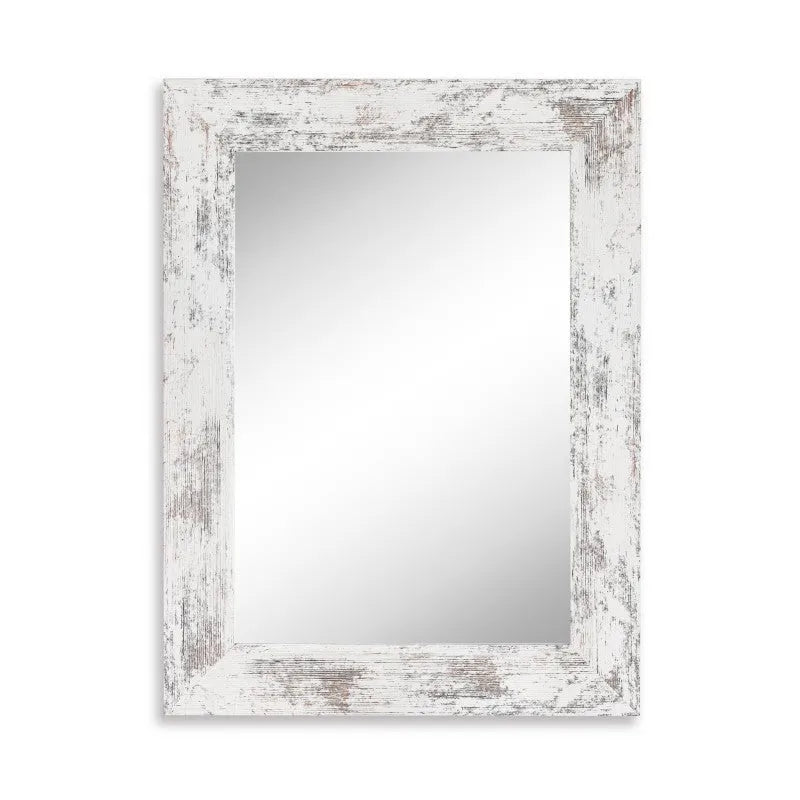Wall-mounted modern pastoral style bathroom mirror with MDF frame in little white colour