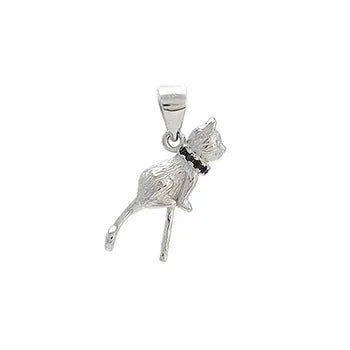 925 sterling silver cat pendant necklace with clavicle-length chain and electroplated finish