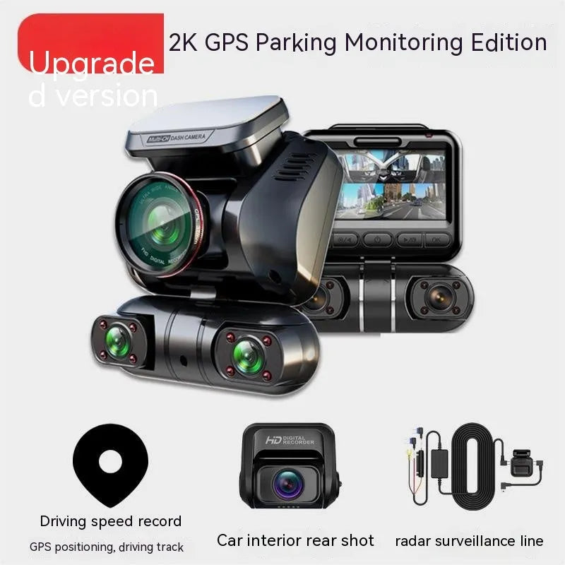 Car dashboard camera with multiple lens options and 2-inch screen