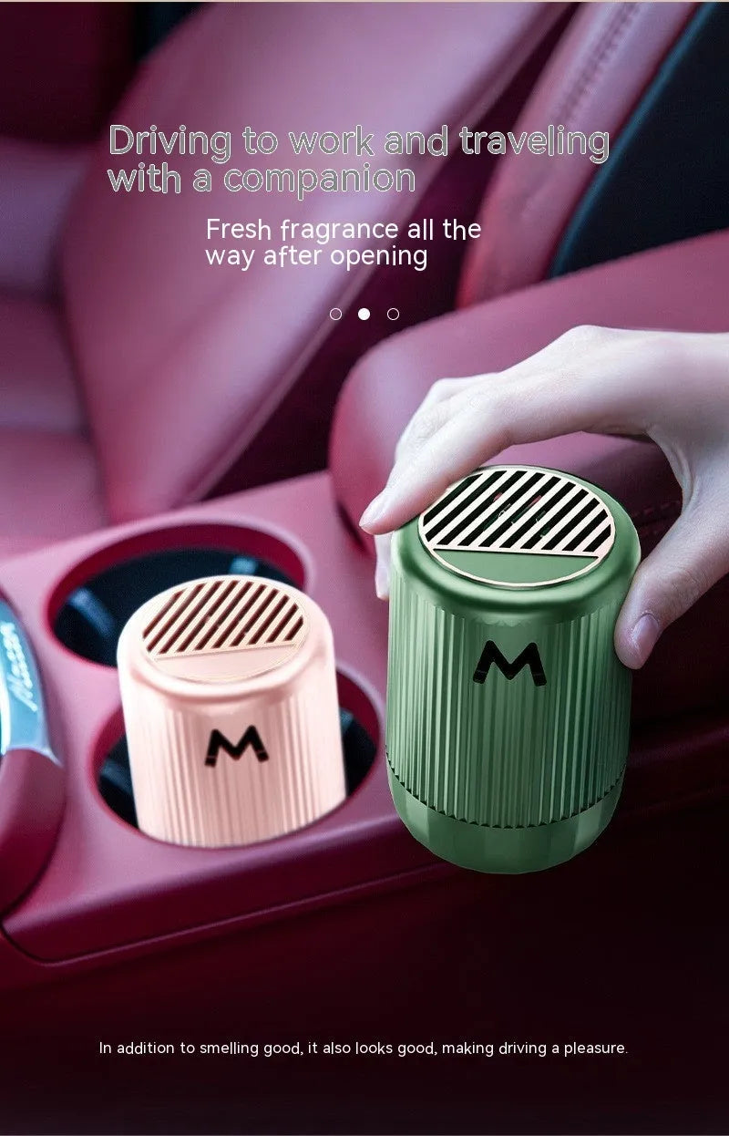 Solid car aromatherapy decoration cup in one of four colours, measuring 10cm by 6cm.