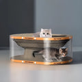 White transparent cat scratch board and tunnel nest toy measuring 58x45x23cm
