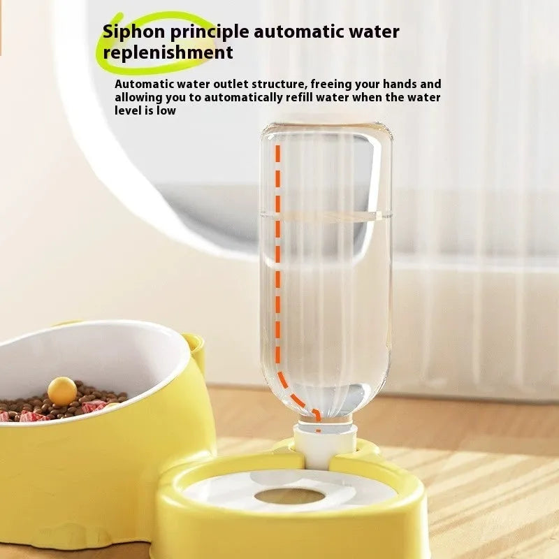 Double bowl automatic drinking pet basin for cats in plastic construction with colour options