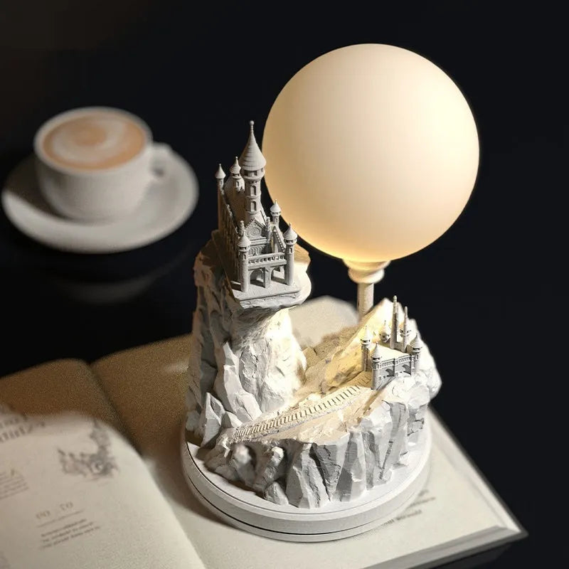 White composite gypsum bedside table lamp with plug and wire control switch