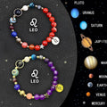 Set of twelve natural stone beaded bracelets showing different zodiac sign designs