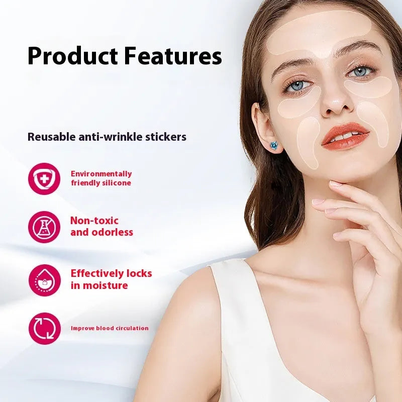 Five silicone anti-wrinkle facial stickers set for wrinkle management skincare