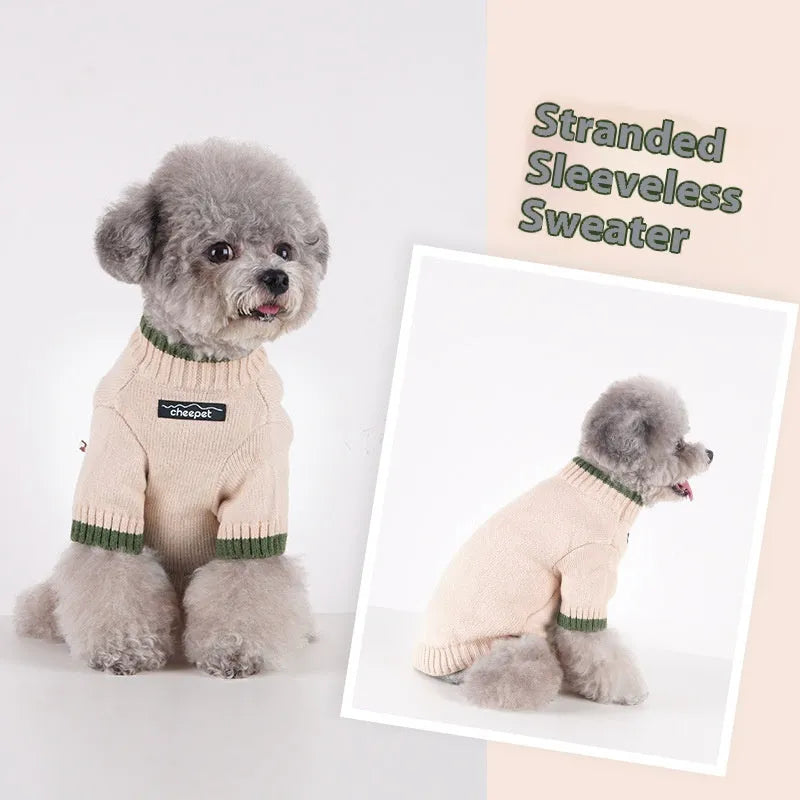 British style wool pet sweater for dog or cat in Crown Blue colour, sized for winter