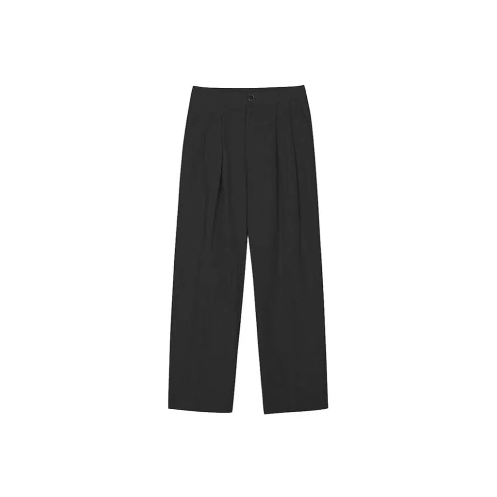 Men's apricot-coloured wide-leg cotton linen blend trousers with a mid waist and pencil pant cut.
