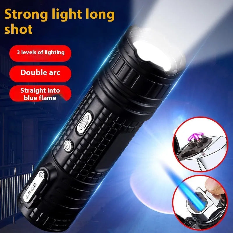 TH727 waterproof metal multifunction lighter and flashlight in camouflage colour.