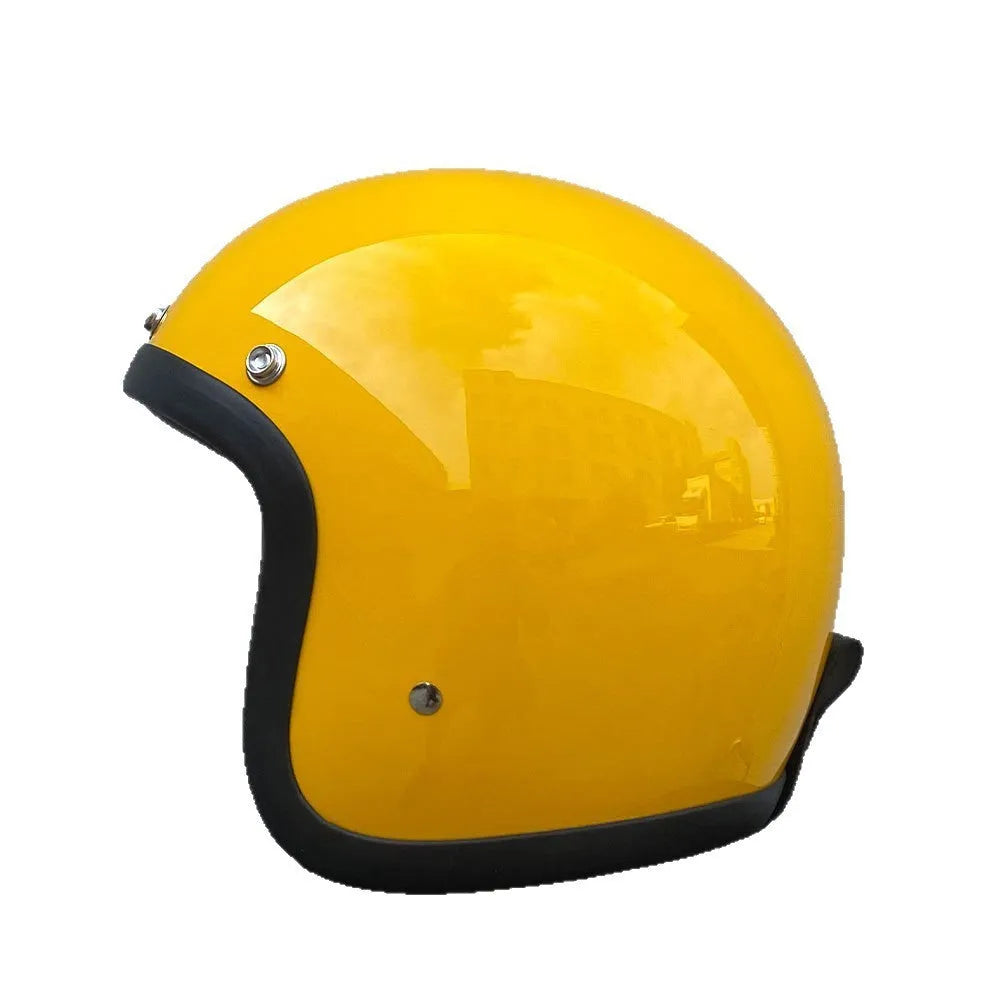 FRP retro-style motorcycle half helmet for electric bike commuting in glass fibre construction