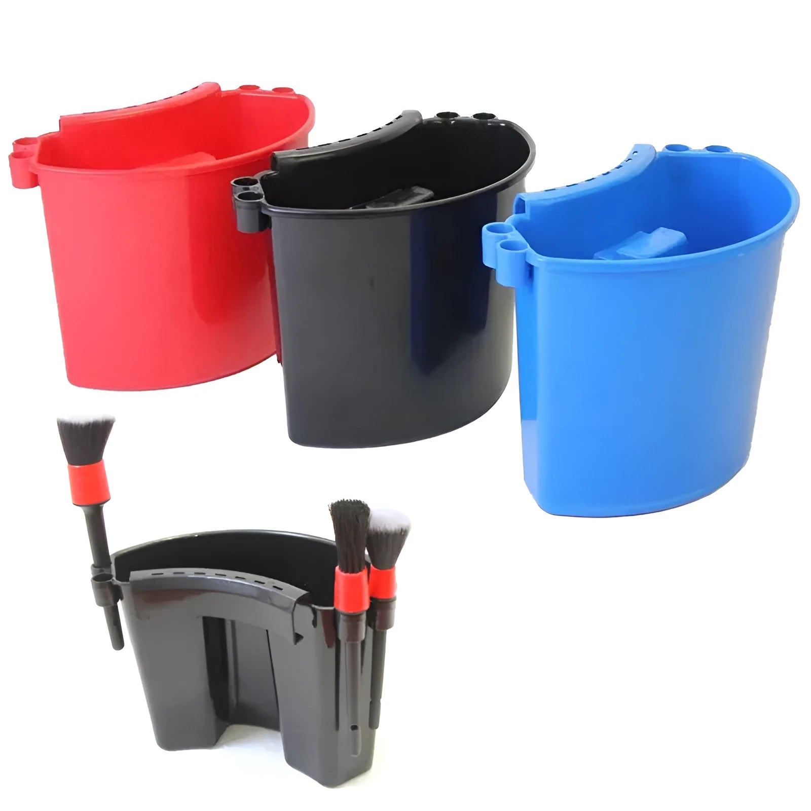 PP plastic car washing bucket in choice of black, red, blue or pink colours