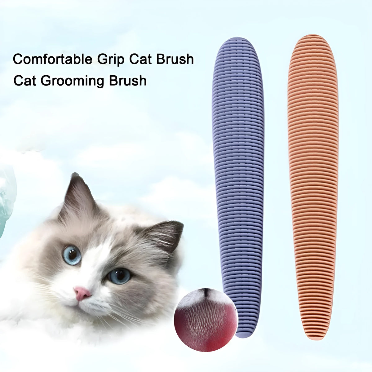 Grey and pink ABS plastic cat grooming comb with dual-width teeth design for pet hair removal
