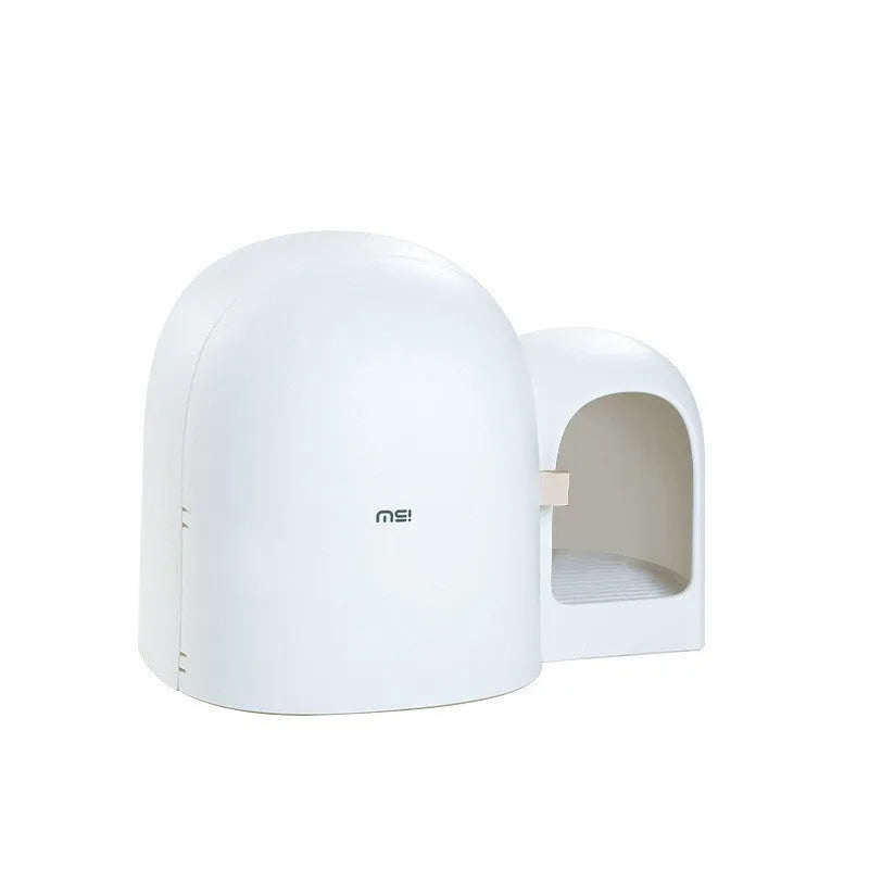 Oversized fully enclosed cat litter box with tunnel entrance in Aurora White colour
