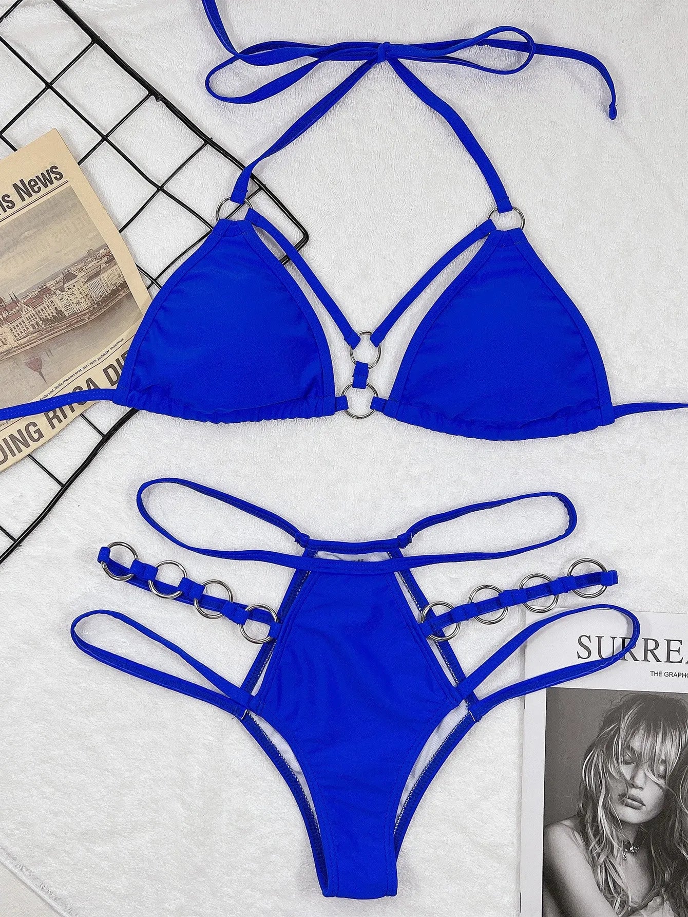 Women's separated bikini swimwear set in multiple colours with nylon fabric construction