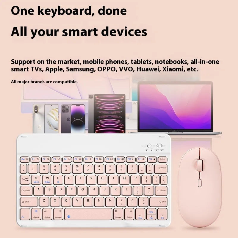 Bluetooth keyboard and rechargeable mouse set for tablets and PCs in multiple colour options