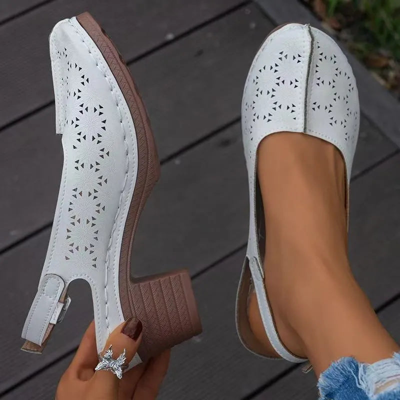 Women's closed toe wedge sandals in multiple colours with round toe design
