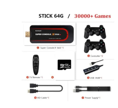 New version retro game console with HDMI port on a black background.